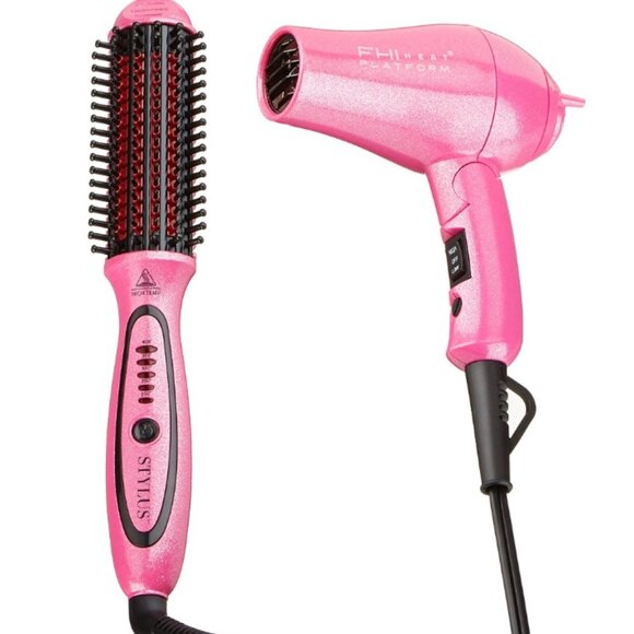 FHI Heat Limited Edition Pink Stylus Thermal Brush Mini Turbo Hair Dryer w glove - Picture 2 of 8